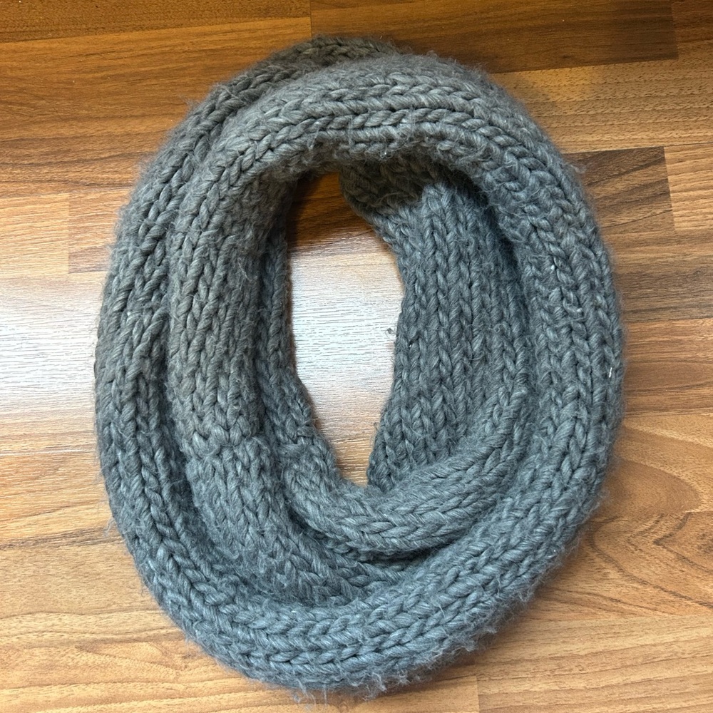Cozy Gray Knit Infinity Scarf